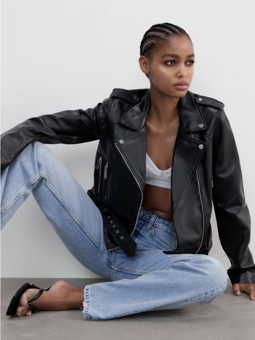 ZARA • 100% Sheep Leather Jacket in Black